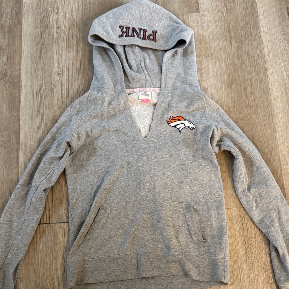 Victoria's Secret Gray Hoodie with Embroidered Broncos Logo